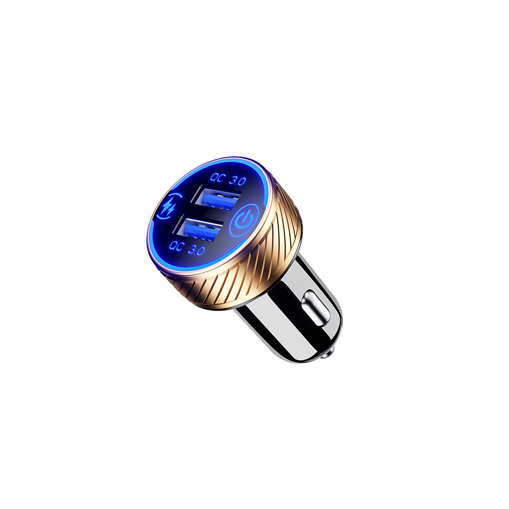 Dual Usb Car Charger - Rncyn - Qc3.0 Fast Charging - Dual Usb Port - Aluminum Alloy Black 9106058689929