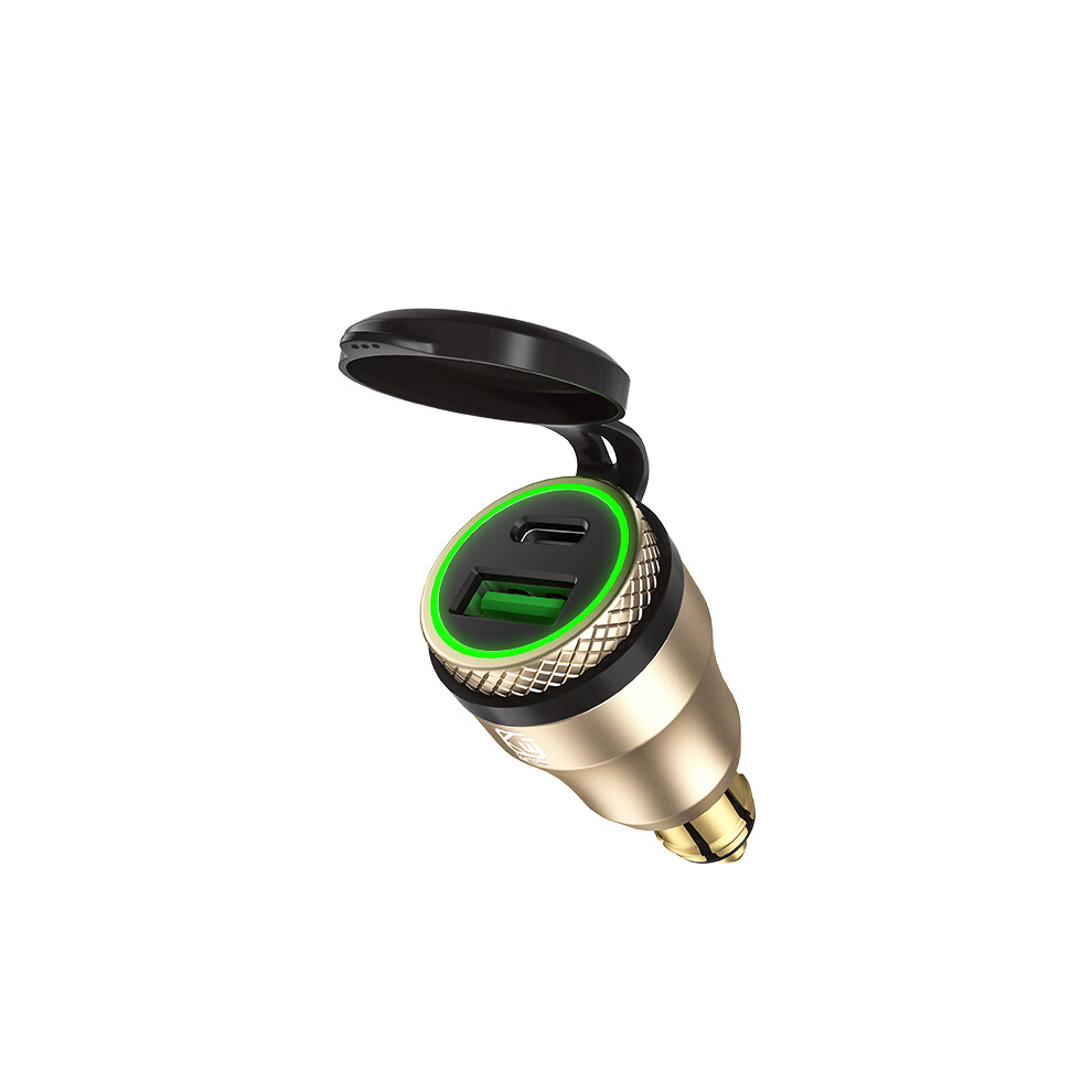 Motorcycle Cigarette Lighter Socket - Rncyn - Type-C Fast Charging - Qc3.0 18W Compatible - Pd45w Compatible - Two Usb Ports 9106058691731