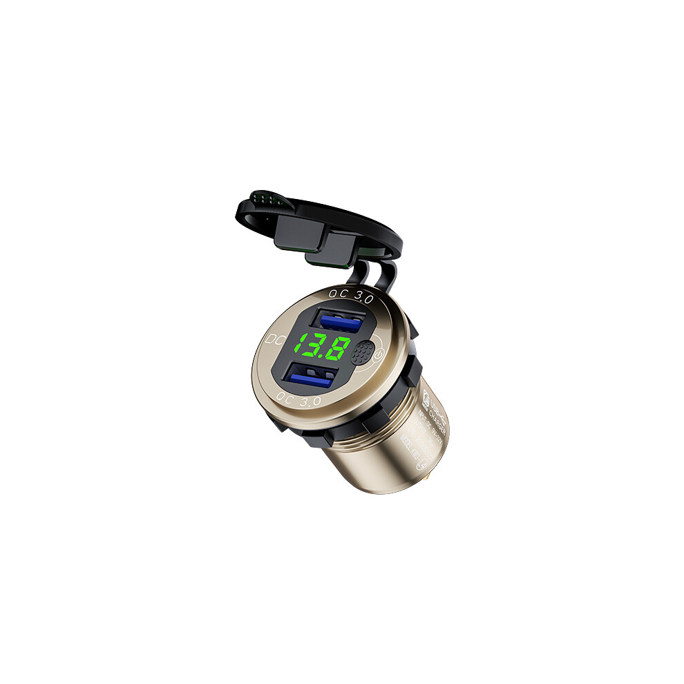 Dual Port Usb Car Charger - Rncyn - Dual Usb Port - Quick Charge 3.0 - Built-In Voltmeter 9486689766566