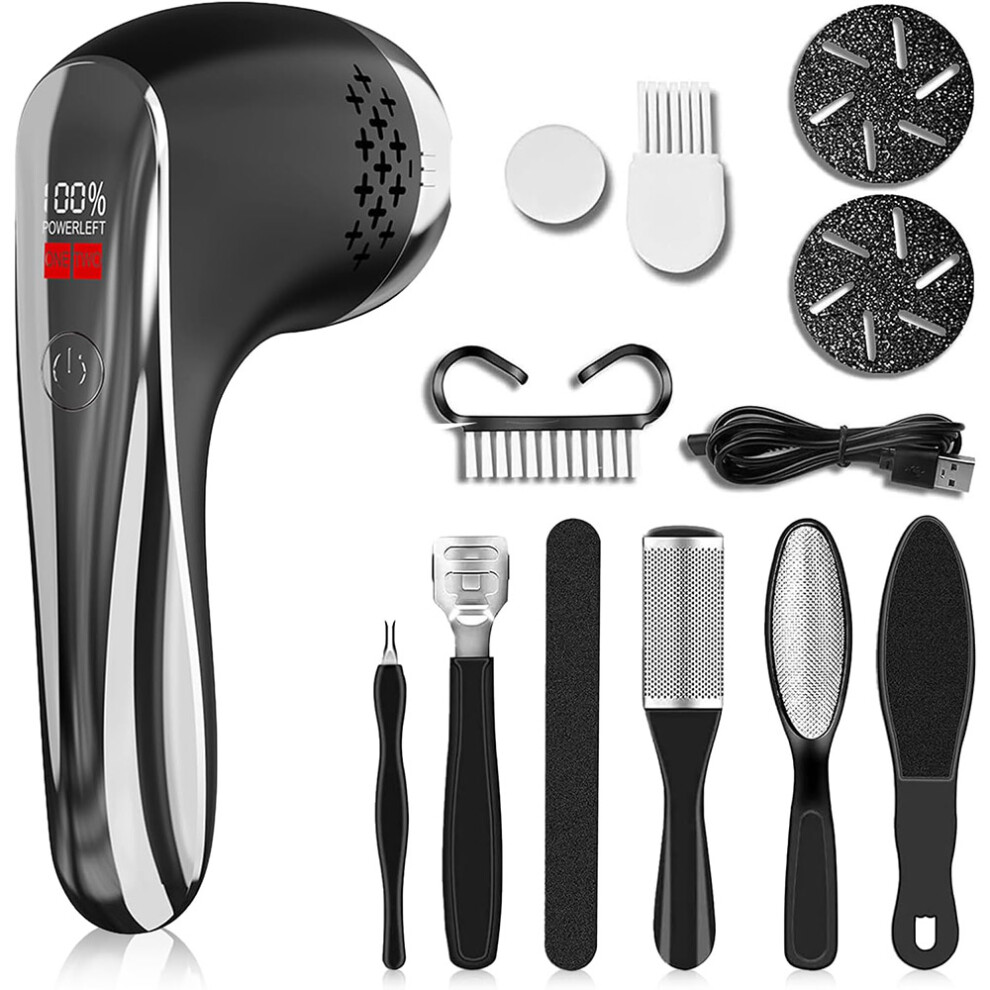 Electric Foot File Grinder Dead Hard Skin Callus Remover Pedicure Tool LED Light