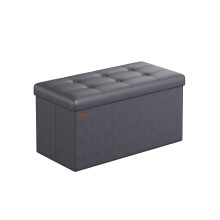 Foldable Ottoman - Fabric - Coffee Brown - Cube Storage with High Weight Capacity