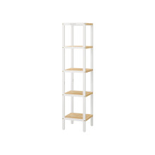 5-Tier Bathroom Shelf - Bamboo - Cloud White and Natural Beige - Narrow Space Design