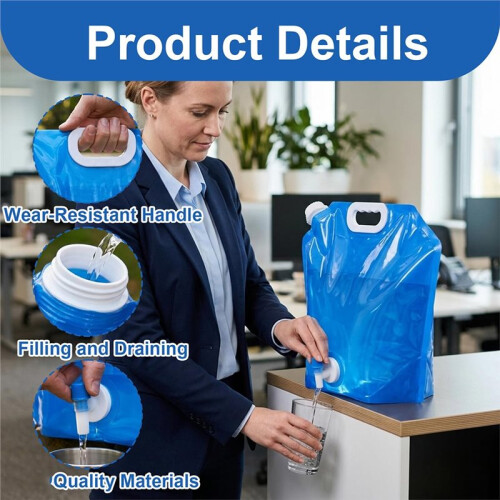 Foldable Water Container with Tap for Camping, Portable Water Storage Solution, 5L and 10L 2