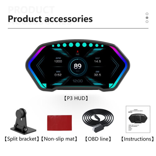 36 Functions P3 HUD OBD+Positioning System Dual System Car   Display Speedometer Tachometer Water Temp 1