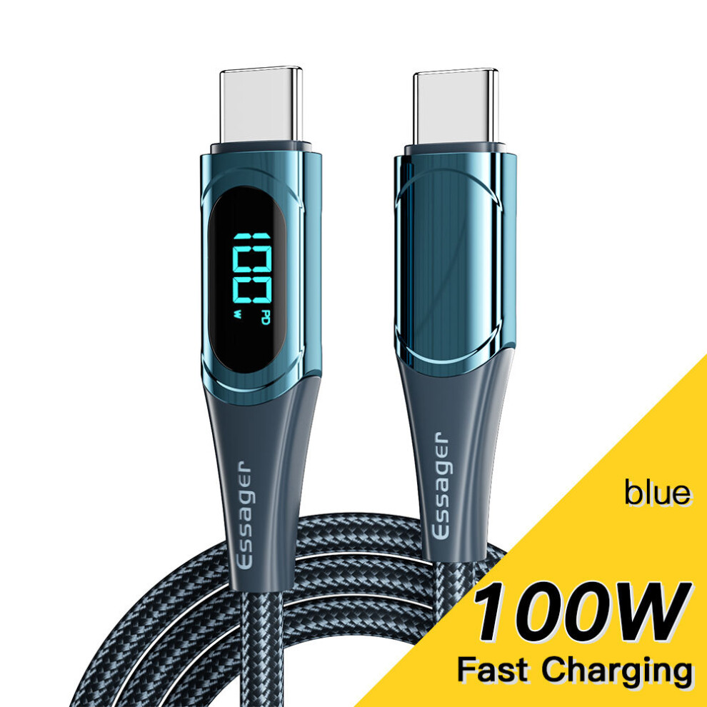 Usb C To Usb C Cable - Rncyn - Led Display - Pd Fast Charging - 100W - 1M - Mobile Phone - Computer Blue 9106058529485