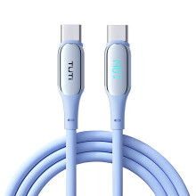 Cable USB Tipo-C - RNCYN - Carga rápida de 140W - Pantalla LED - 1,5 m - Azul - Silicona - 5A