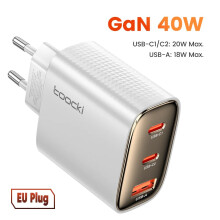 Γρήγορος φορτιστής USB TypeC RNCYN 40W Διπλή θύρα TypeC QC 4.0