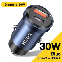 USB Type-C adaptér na nabíjačku do auta - RNCYN - Rýchle nabíjanie 4.0 - PD 3.0 - SCP 5A - Modrá - 45W - QC3.0 - Type-C