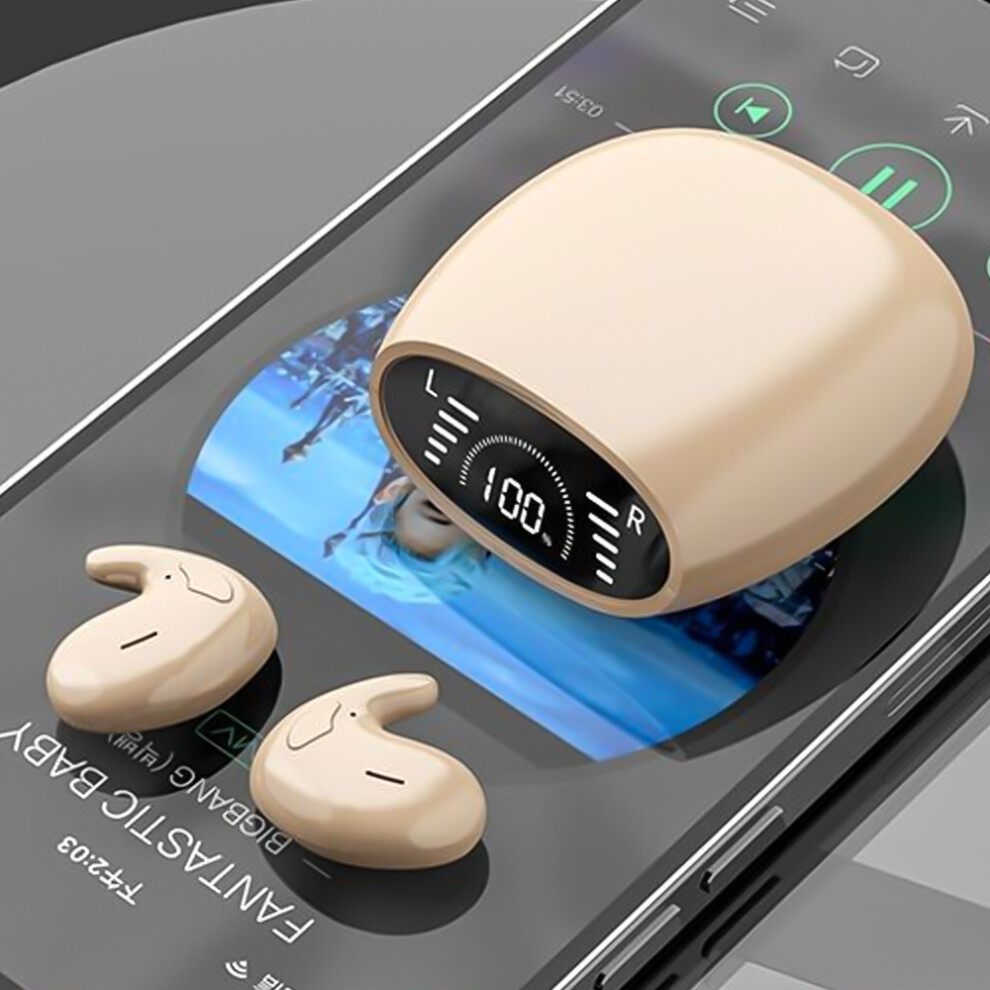 Waterproof Wireless Earbuds - Rncyn - Md528 - Ultra-Thin - Hifi Stereo - Bluetooth V5.1 - Ipx-5 Beige 9486689667634
