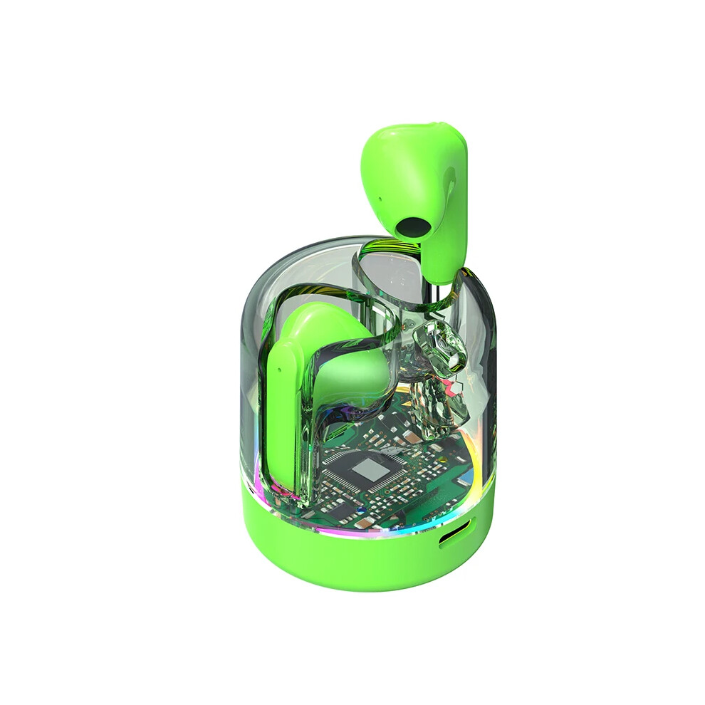 Tws Wireless Headphones - Rncyn - Tm70 - Transparent Design - Led Gaming - Stereo Earbuds - Light/Green 9486689668136
