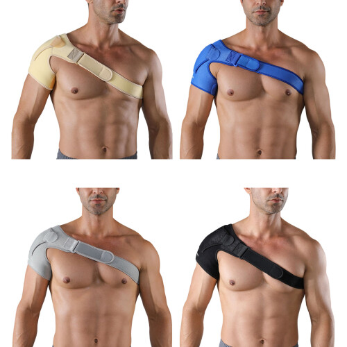 Breathable Single Shoulder Compression Sleeve Adjustable Strap Injury Prevention Gray 1