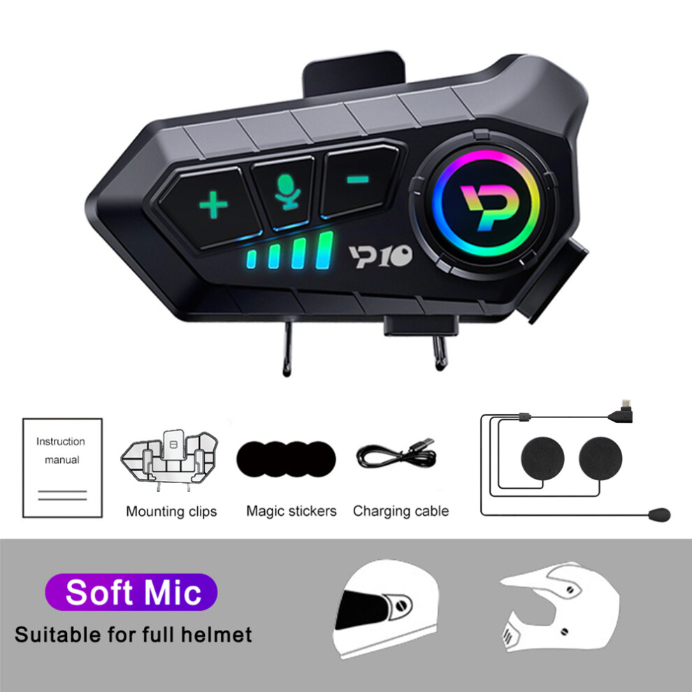Wireless Motorcycle Intercom Helmet - Rncyn - Y10 - Bluetooth 5.3 - Anc - Waterproof Ipx6 - Battery Life 3-5 Hours 9486689667207