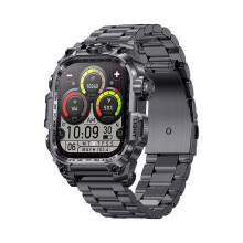 Montre intelligente étanche - RNCYN - Grand écran 2.01 pouces - Réponse appel - Acier noir - IP67 - 650mAh - Android/iOS