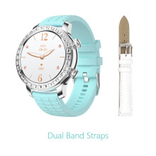 Montre intelligente sans fil - RNCYN - Z95 Mini - 1.27 pouces - Blanc + bleu - Assistant vocal - Surveillance du sommeil