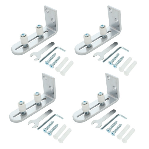 4X Floor Guide for Bottom of Sliding Barn Doors Adjustable Wall Mount Stay Roller Guide  Bearings