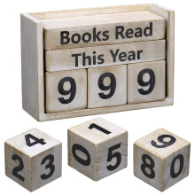 Books Read This Year Counter,Wooden Book Tracker for Reading Goal Display, Book Counter Sign Bookshelf Decor Accessories