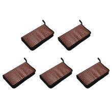 5X 80-Discs Portable Leather Storage Bag Zippered Storage Case for CD DVD Hard Disk Album - Brown