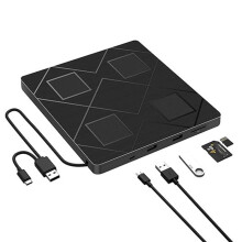 5-in-1 Extemal CD/DVD Drive for Laptop,Portable CD/DVD Rw Burner with /TF Card Reader &DVD-ROM Rewritable Player