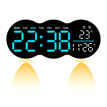 LED-Wanduhr mit Ambientebeleuchtung für das Wohnzimmer, Timerfunktion, Zwei Helligkeitsstufen, Fernbedienung B