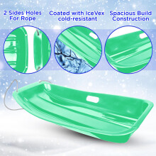 2Pcs Snow Sled with Pull Rope and Handles Slippery Racers Downhill Sprinter Green