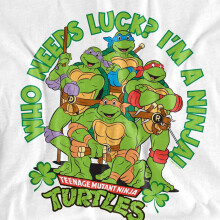(M, White) Teenage Mutant Ninja Turtles Womens/Ladies Who Needs Luck St Patricks Day T-Shirt