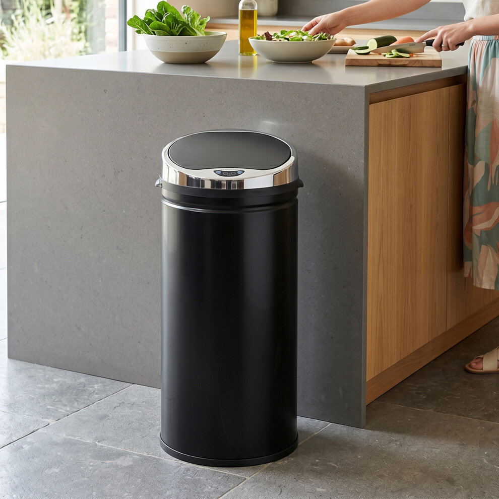 Homcom 42L Sensor Bin, Stainless Steel Kitchen Bin With, Soft Close, Black
