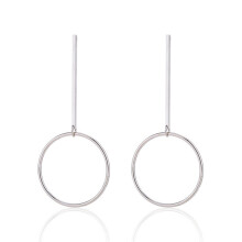(Silver) Gold And Silver Geometric Hoop Earrings Fashionable Minimalist Alloy Women Jewelry For