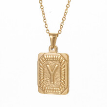 (StyleY) Stainless Steel Unique Letter Pendant Necklace Otype Cross Chain European American Style And