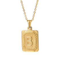 (StyleB) Stainless Steel Unique Letter Pendant Necklace Otype Cross Chain European American Style And