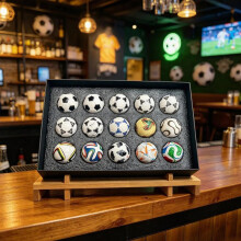 (15pcs per box) 1970-2026 Mini Soccer Ball Collection Set, 18PCS Replica Footballs with Display Box, Memorabilia Gift for Soccer Fans