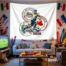 (GT-01, 60X90CM) Aesthetic Wall Tapestries Soccer World Cup 2026 Tapestry USA Canada Mexico Football Wall Art Decor Sport Fan Room Backdrop Cloth