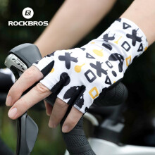 (S369, XL) ROCKBROS Bicycle Half Finger Gloves Summer Breathable Sports MTB Road Bike Gloves Men Women Shockproof Cycling Shorts Gloves