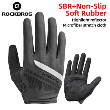 (WHITE, XXL) ROCKBROS Cycling Gloves Spring Autumn Summer Full Finger Bike Gloves Reflective Breathable Sports MTB Road Bicycle Gloves