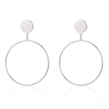 (Silver) Womens Stylish Alloy Hoop Earrings Modern Geometric Statement Accessory Shape