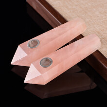 Crystal Smoking Pipe Natural Rose Quartz Cigar Tobacco Wand Filters Brush Free