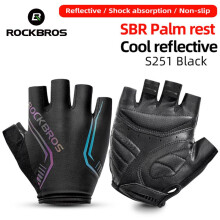 (S196, M) ROCKBROS Cycling Gloves Men Women Half Finger Breathable Sports Gloves MTB Bike Bicycle Gloves