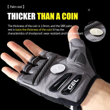(A0028-BK, XL) Summer Half-Finger MTB Cycling Gloves Black Liquid Silicone Shock-Absorbing Breathable Wear-resistant Sports Bike Fitness Gloves