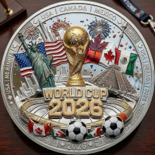 (1pcs) 2026 FIFA World Cup Commemorative Challenge Coin, USA-Canada-Mexico Edition Souvenir