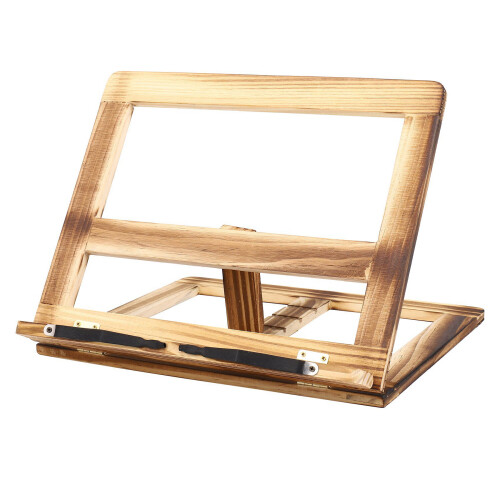 2X Foldable Recipe Book Stand,Wooden Frame Reading Bookshelf,Tablet Pc Support Stand 1