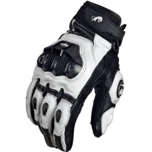 Gants de moto pour homme en cuir véritable, noirs et blancs, pour la course sur route, été - Type BLANC