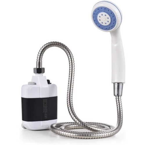 A148 USB draagbare douche — Oplaadbare campingdouchepomp met slang, compact, wit