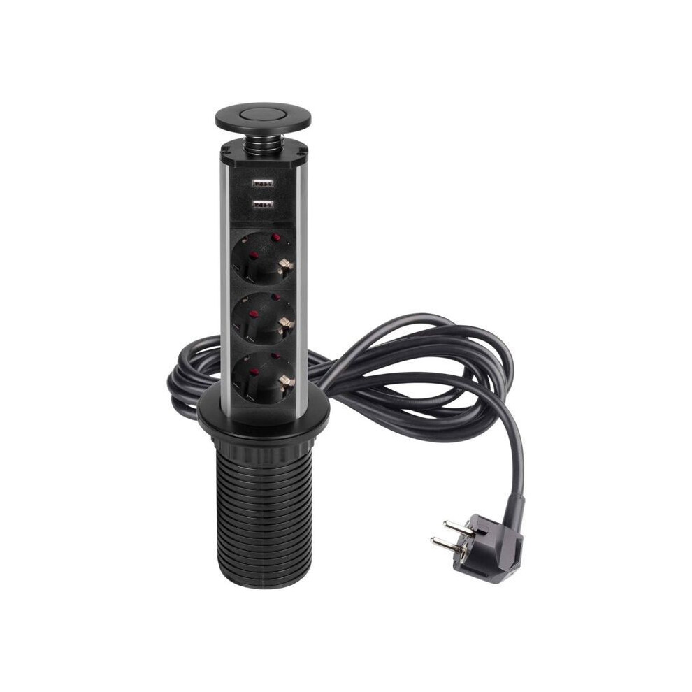 Emuca Vertical Liftable Multiconnector, Eu, Painted In Black, Plastic And Aluminium. 6485316061893