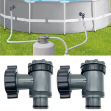 Set van 2 inlaat-/uitlaatkleppen, compatibel met Coleman, Intex en Bestway zwembadfilterpompen voor bovengrondse zwembaden, voor 38 mm