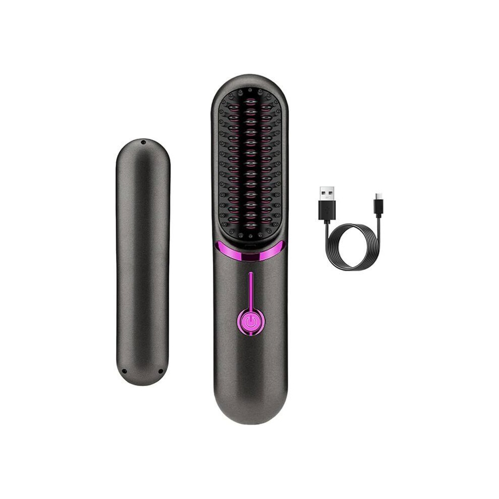 Fast-heating cordless hair straightener, travel curling comb, straightening brush, portable anti-frizz styling straightener for