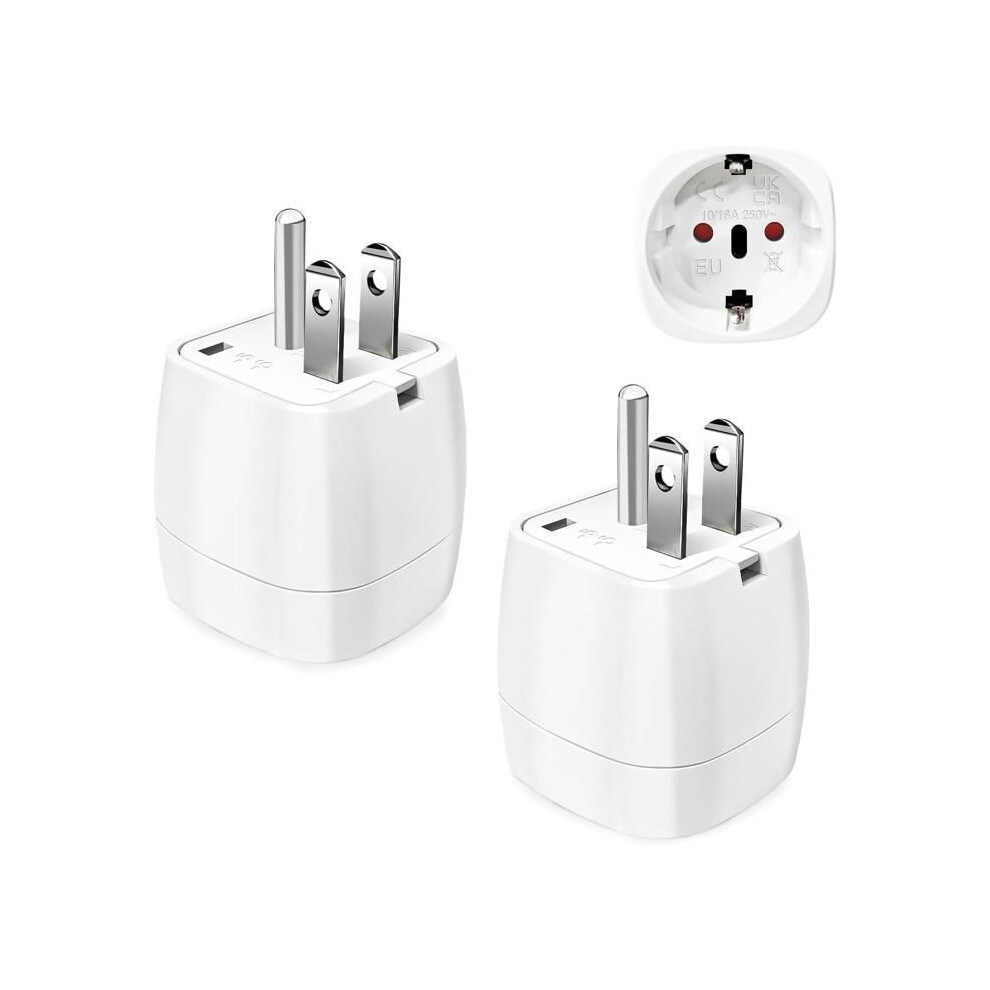 2-Piece France To Us Travel Adapter, Usa Plug Adapter, Canada, Mexico, Thailand Plug Adapter Type B - Topesct 6485316063033