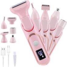 5-in-1 Elektroepilierer für Frauen, wasserdicht und schmerzfrei, wiederaufladbar (Pink)