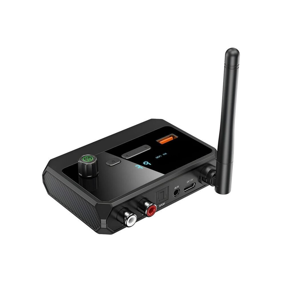 Audio Receiver, Bluetooth 5.3, Usb/Aux/Rca, Hd Sound Quality, Low Latency, Plug And Play, Portable, Black 6485316063750