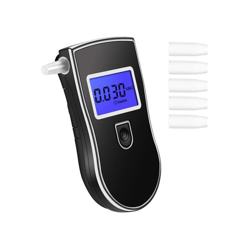 Electronic Breathalyzer With Lcd Screen, Portable, Approved, Accurate Display, 3 Units, Blood Alcohol Test + 5 Mouthpieces Blue 6485316064146