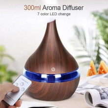 Diffuseur d'huiles essentielles, diffuseur de parfum électrique 300 ml, humidificateur ultrasonique, LED 7 couleurs et télécommande
