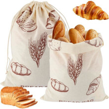 Sacchetto per il pane - DOK - Set da 2 - 40x30 cm - Lino - Con coulisse - Riutilizzabile